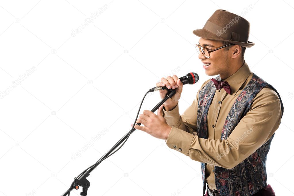 Singer recording vocals in a professional studio