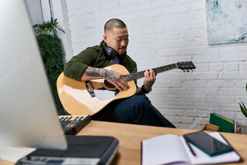 Songwriter writing music ideas in a notebook